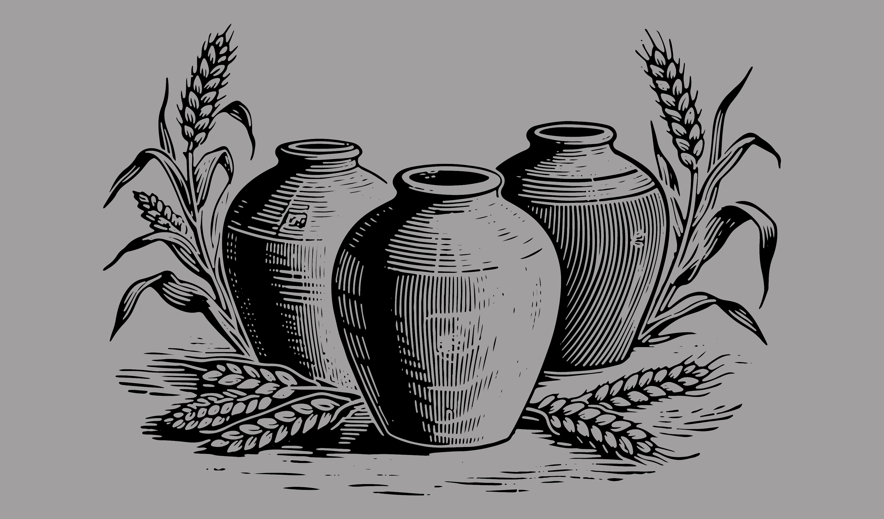 传统-酒类插画元素&mdash;&mdash;酒坛、高粱、小麦  矢量元素
